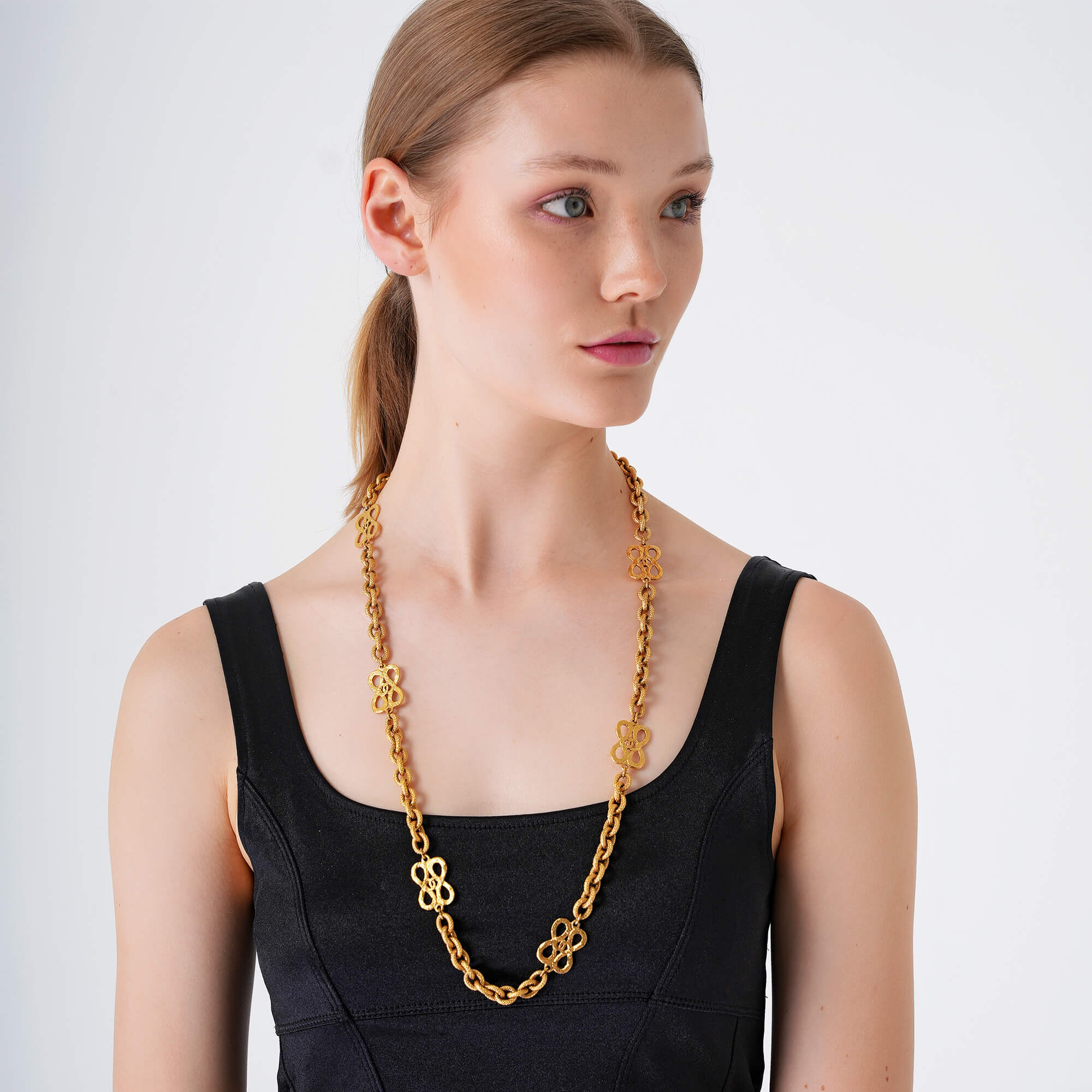 Chanel - Gold Tone Infinity Chain Necklace 